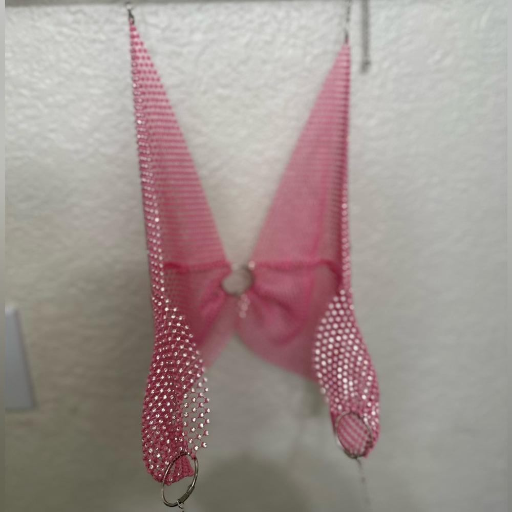 Pink Rhinestone Chain Halter Top - Picture 9 of 10